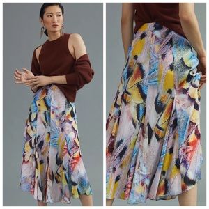 Anthropologie Colorful A-Line Midi Skirt